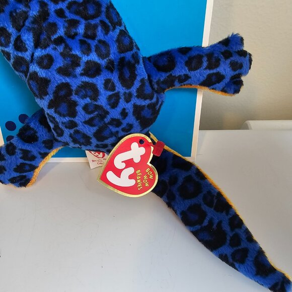 Ty Bow Wow Beanies Lizzy Lizard Dog Toy Crinkle Squeaker Blue Speckled NEW 2006 - Picture 3 of 5
